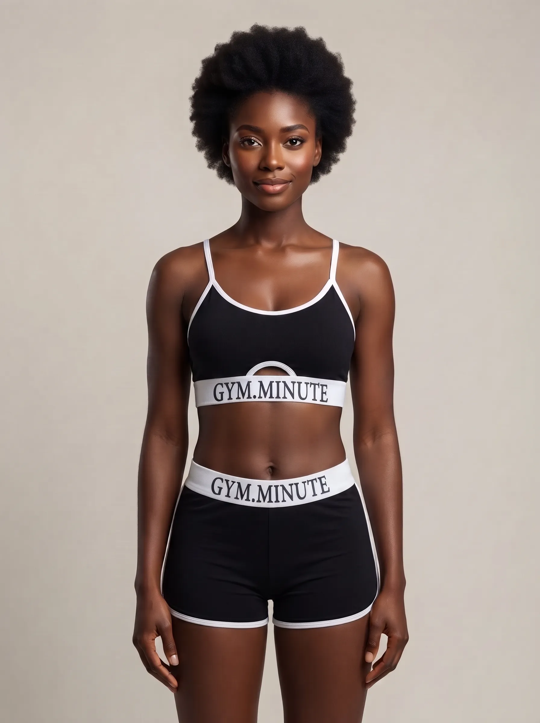 African_woman_wearing_sports_bra…_202607060236.jpeg_2K_202607091940 Women's Seamless "GYM.MINUTE" Top & Shorts Set - Image 1