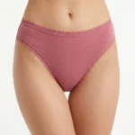 Romantic Lace-Trim Cotton High-Leg Brief