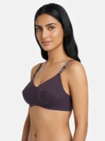 Women's Fine Cotton Multi-Part Seamed Bra with Swiss Polka Dot Print - Image 3