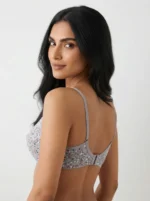 Women's Turkish Cotton Underwired Seamed Bra with Ditsy Starburst Floral Print - Image 2