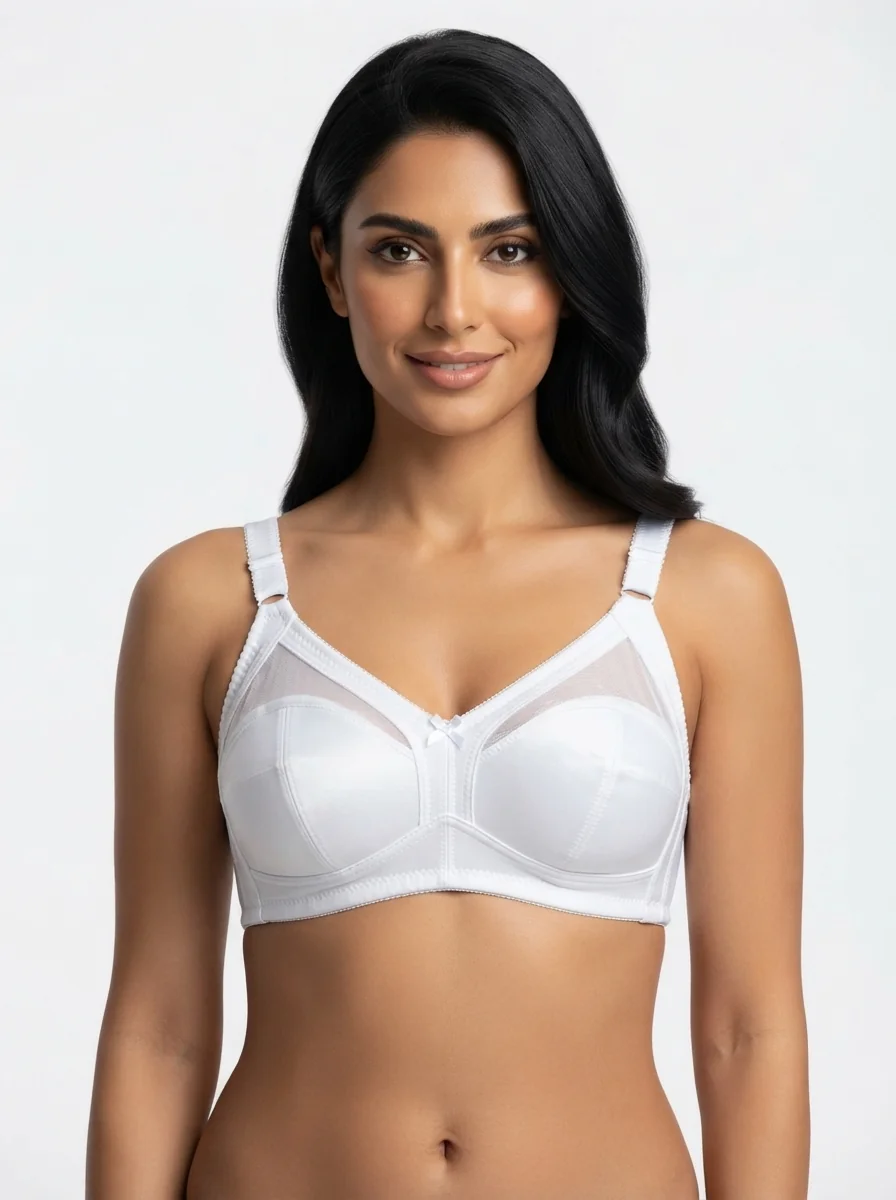 Arab_Gulf_identity_elegant_pose_202607170704_4 Women's Underwired Full-Coverage Support Bra with Translucent Mesh Upper Panels - Image 1