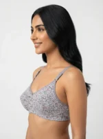 Women's Premium Turkish Cotton Underwired Seamed Bra with Paisley and Blossom Print - Image 3