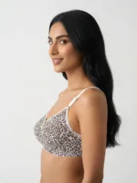 Women's best Turkish Cotton Underwired Seamed Bra with Classic Leopard Print - Image 3