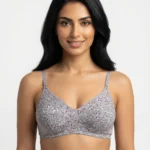Women's Turkish Cotton Underwired Seamed Bra with Ditsy Starburst Floral Print