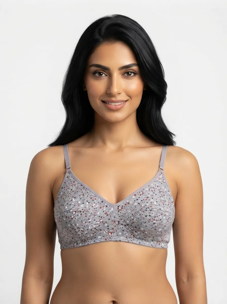Arab_Gulf_identity_elegant_smile_202607170704_2 Women's Turkish Cotton Underwired Seamed Bra with Ditsy Starburst Floral Print - Image 1