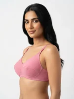 Women's Fine Cotton Underwired Multi-Part Seamed Bra with Swiss Polka Dot Print - Image 3