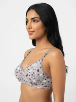 Women's Premium Turkish Cotton Underwired Seamed Bra with Multi-Tone Heart Print - Image 3