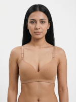 Women's Wire-Free Ribbed Comfort Plunge Bra