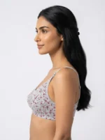 Women's Premium Turkish Cotton Wire-Free Seamed Bra with Ditsy Floral Print - Image 3