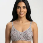 Women's Premium Turkish Cotton Wire-Free Seamed Bra with Ditsy Floral Print