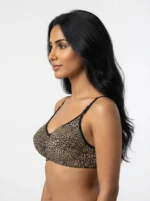 Women's Premium Turkish Cotton Underwired Seamed Bra with High-Contrast Leopard Print - Image 3