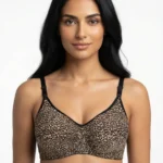 Women's Premium Turkish Cotton Underwired Seamed Bra with High-Contrast Leopard Print