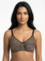 Women's Premium Turkish Cotton Underwired Seamed Bra with High-Contrast Leopard Print