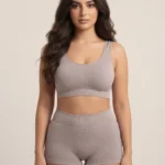 Women's Seamless Textured Activewear Crop Top & Shorts Set