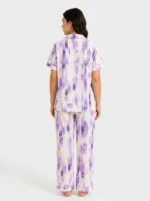 Women's Abstract Purple Print Pajama Set - Image 2