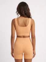 Women's Seamless Ribbed Scoop-Neck Crop Top & Biker Shorts Set - Image 2
