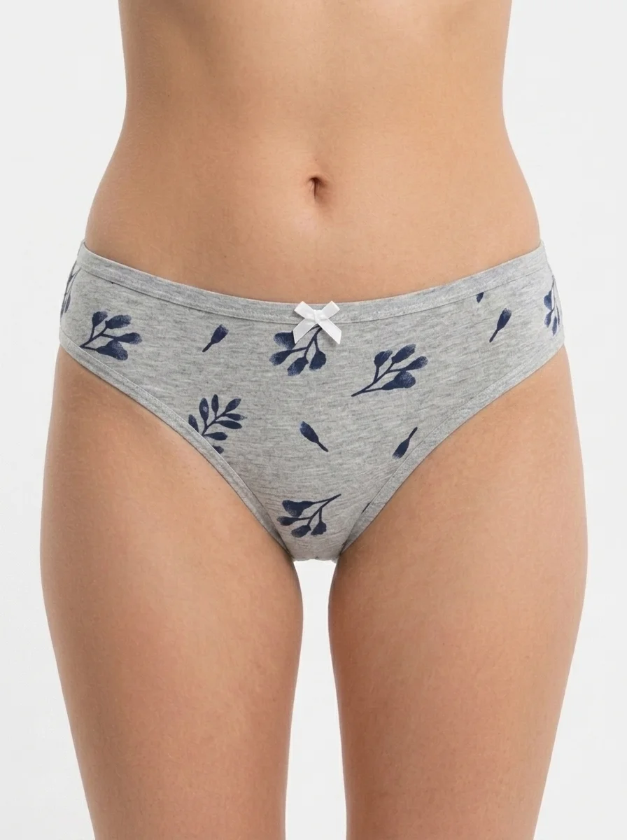 Change_bikini_underwear_color_grey_202607300208 Whimsical Wildflower Cotton Mid-Rise Bikini in Sage Green - Image 1