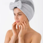 Women's Plush Bowknot Striped Quick-Dry Hair Towel Wrap