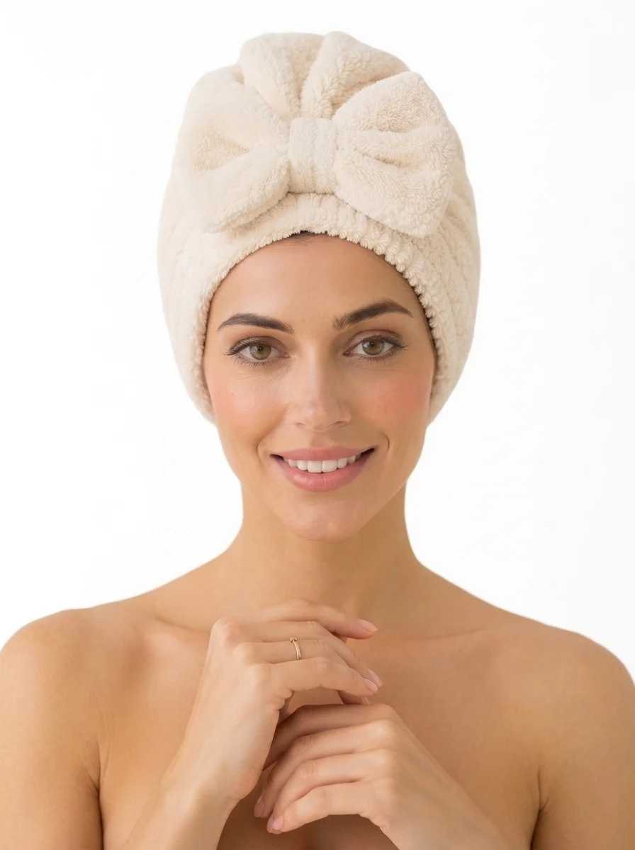 Change_image_dimensions_202607140153 Women's Plush Bowknot Quick-Dry Hair Towel Wrap - Image 1