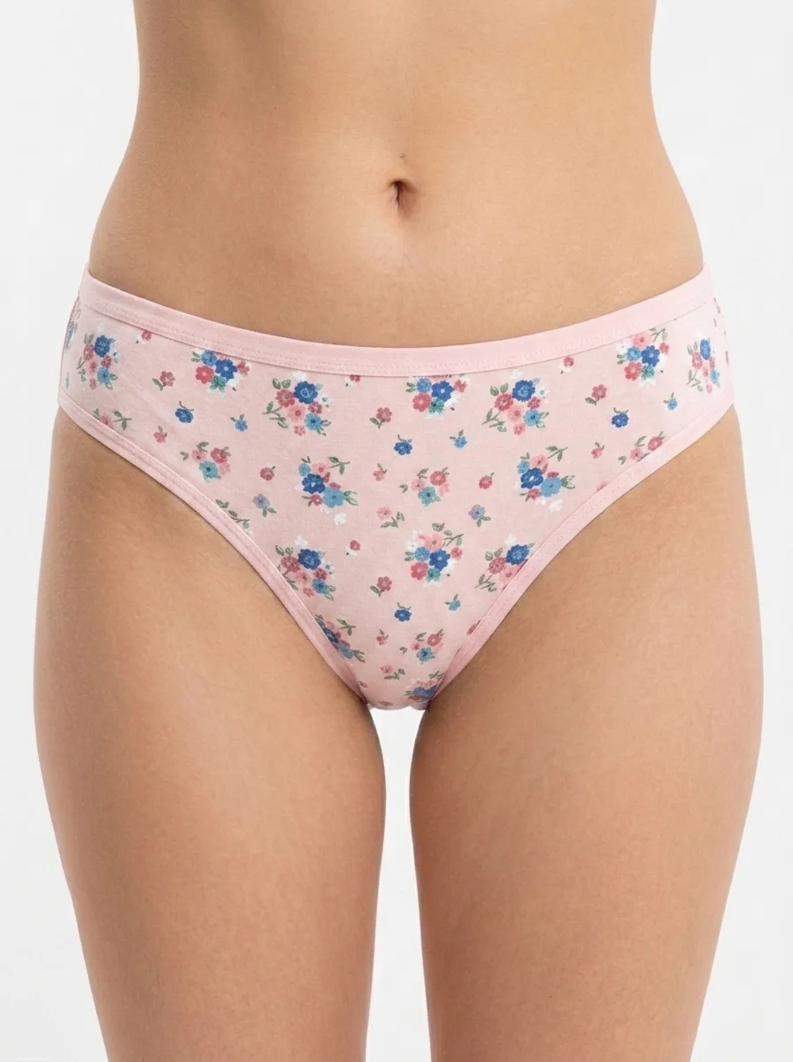 Pastel Blossom Cotton High-Cut Brief - Image 1