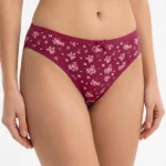 Retro Polka-Dot Cotton Bikini Brief with Satin Bow