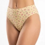 Vintage-Inspired Floral Cotton High-Leg Brief