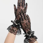 Women's Coquette Floral Lace Heart Pearl & Bow Gloves