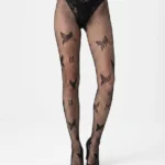 Women's Intricate Butterfly Patterned Fishnet Tights