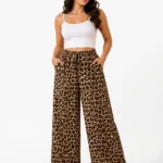 Women's Wide-Leg Leopard Print Casual Trousers