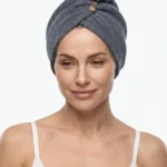 Women's Ribbed Microfiber Quick-Dry Hair Towel Wrap