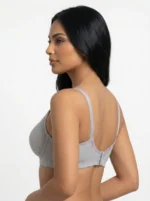 Women's Bra with Geometric Cross-Hatch Texture and Lace Trim - Image 3