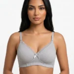Women's Bra with Geometric Cross-Hatch Texture and Lace Trim