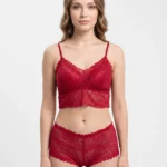 Women's All-Over Lace Bralette & Boy-Shorts Lounge Set