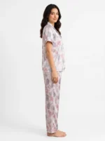 Women's Luxury Satin Leaf Print Short-Sleeve Pajama Set - Image 3