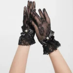 Women's Vintage Floral Lace Bow & Pearl Gloves