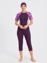 Imperial Plum Tropical Modest Swimwear Set - Image 3