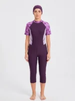 Imperial Plum Tropical Modest Swimwear Set