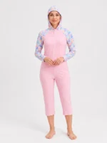 Pastel Blossom hooded Modest Swimwear Set