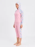 Pastel Blossom hooded Modest Swimwear Set - Image 3