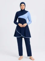 Azure Wave Colorblock Modest Swimwear Set