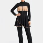 Onyx Ruffle Accent Modest Swimwear Set