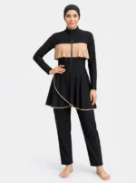 Onyx Ruffle Accent Modest Swimwear Set
