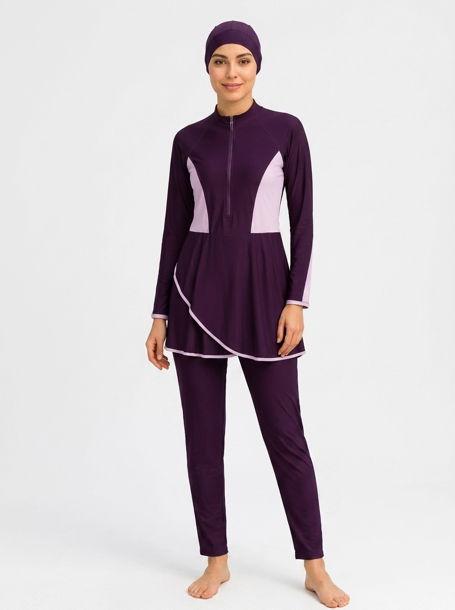 Identity_Lock_Product_Lock_202607150446 Amethyst Contour Modest Swimwear Set - Image 1