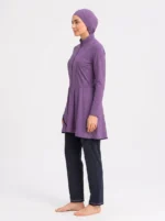 Mauve Blossom Minimalist Modest Swimwear Set - Image 3