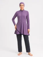 Mauve Blossom Minimalist Modest Swimwear Set