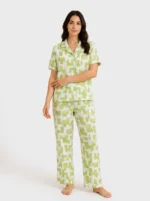 Key Lime Geometric Cotton Pajama Set