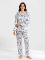 Women's Luxury Satin Fern Leaf Pajama Set