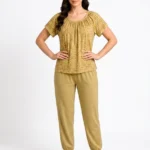 Women's Geometric Arch Print Ruched Neck Pajama Set