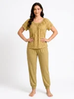 Women's Geometric Arch Print Ruched Neck Pajama Set