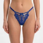 Luxury Butterfly Embroidered Lace Thong with Rhinestone Embellishments